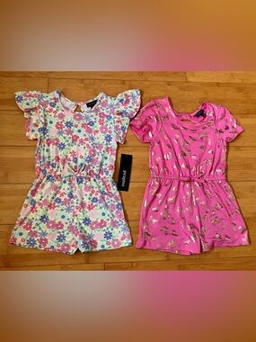 NWT Girls Size 5 Butterfly Floral 2 pack Rompers Outfits